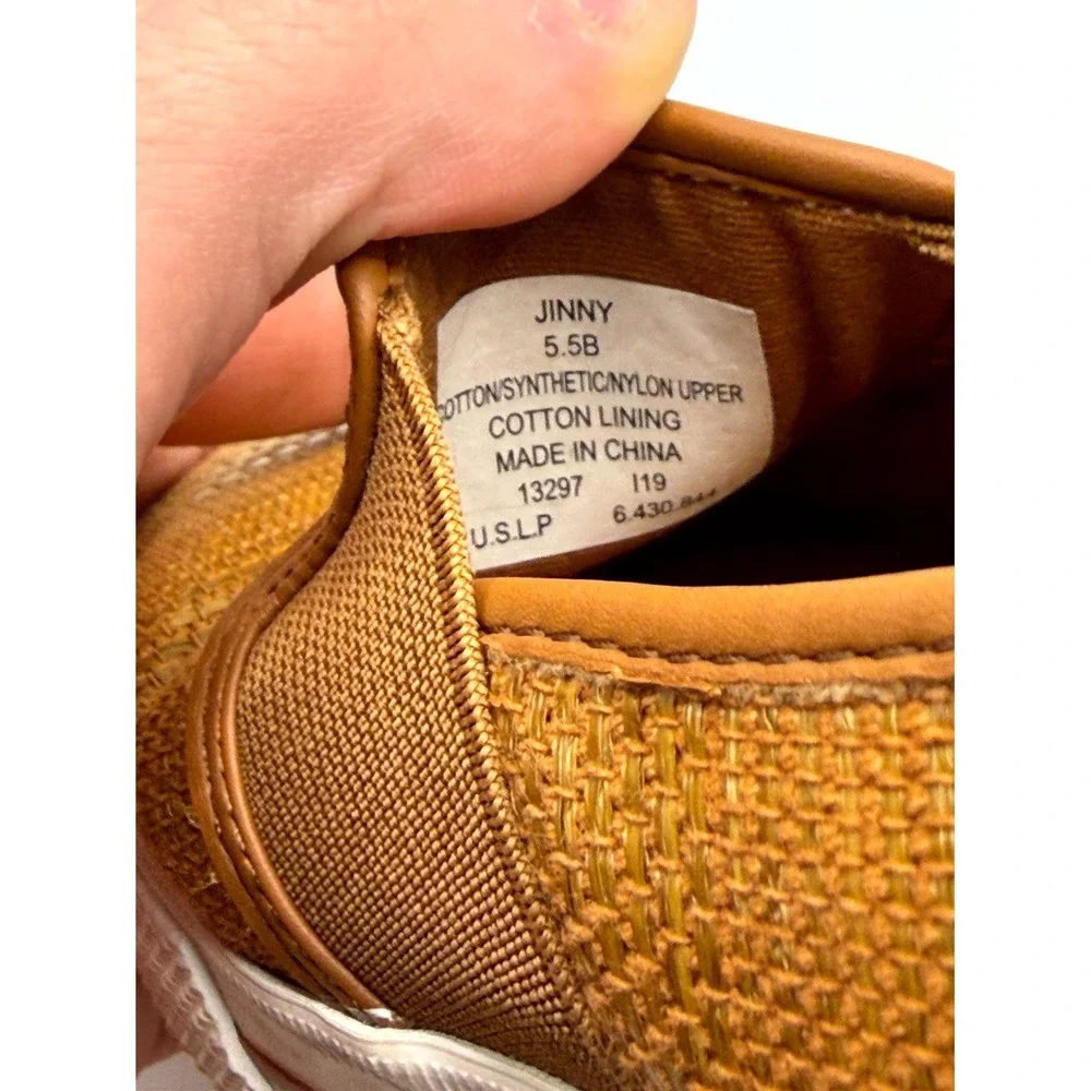 Lauren Ralph Lauren Jinny Womens 5.5 B Sneaker Brown Woven Comfort Slip On Shoes